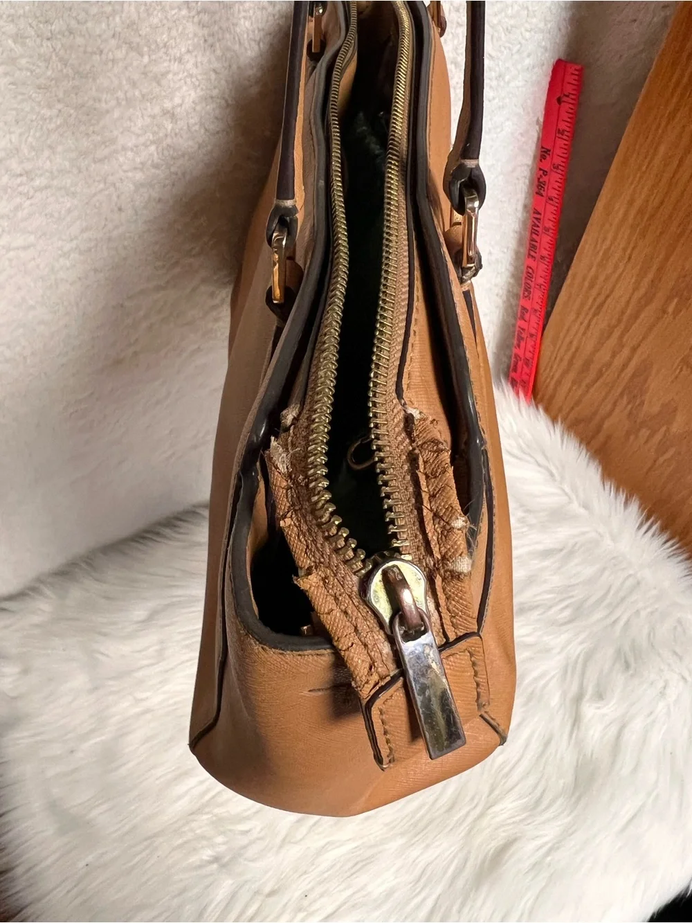 Tory Burch Cognac Leather Zip-Top Tote